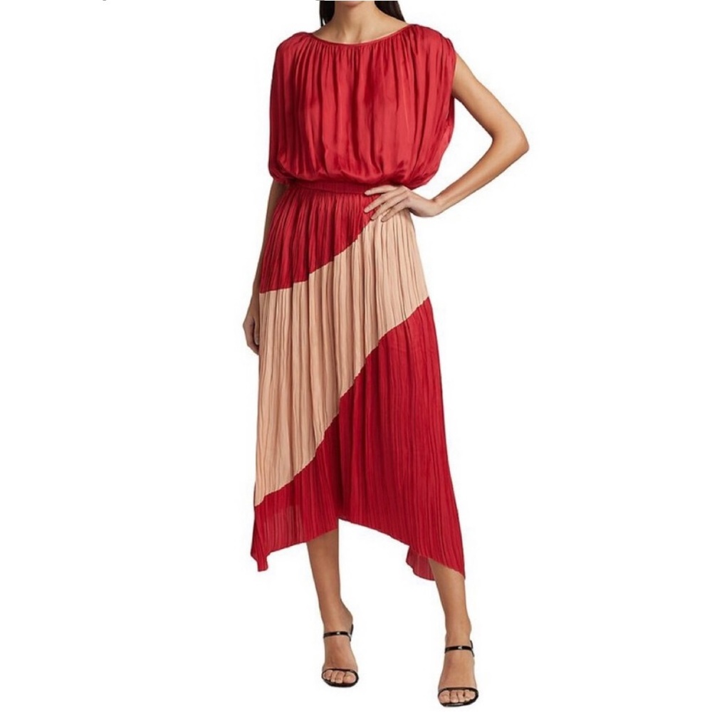 Ramy Brook Adena Blush Rose Pleated Midi Dress